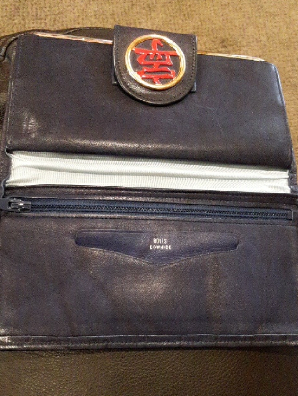 Unbranded Black Leather Wallet with Red Emblem
